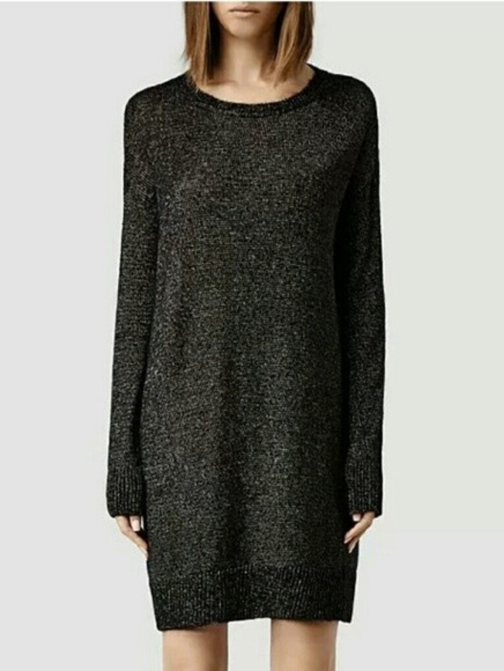 All Saints Agnes Black & Gold Sweater Dress Size XS